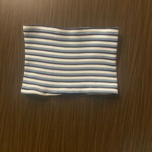 women’s blue and white striped tube top